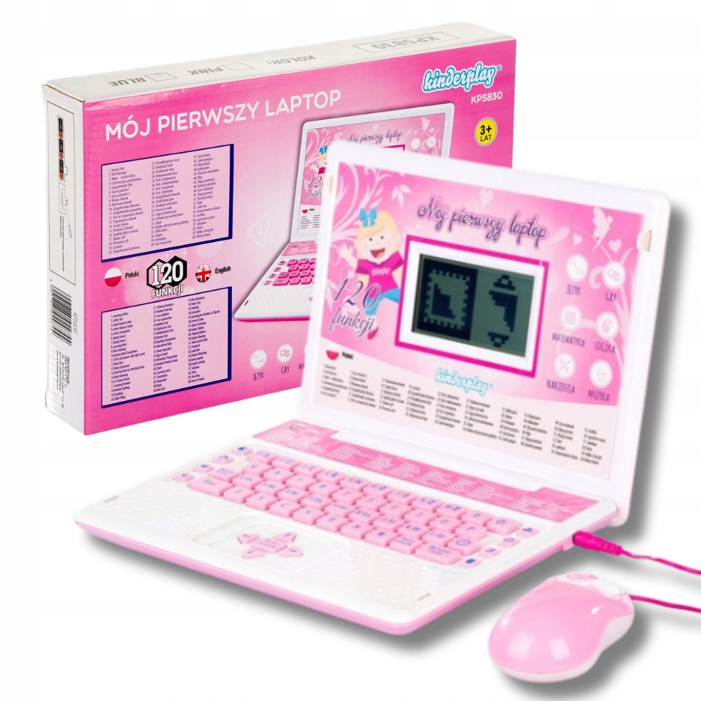 Kinderplay Laptop Dla Dzieci Edukacyjny Do Nauki Literek Liczenia 120 Opcji
