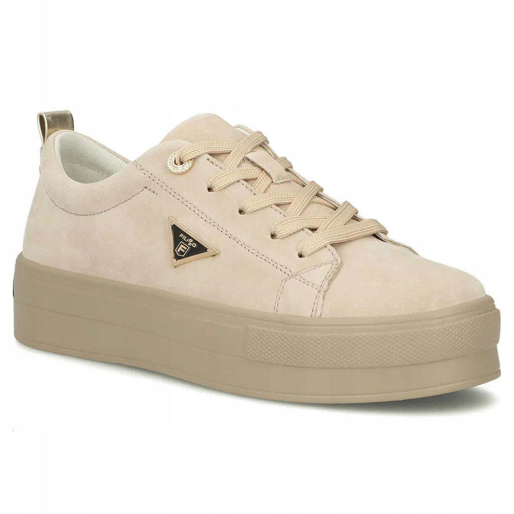 Dámské kožené polobotky na platformě Filippo, stylové a pohodlné, béžové, velikost 39