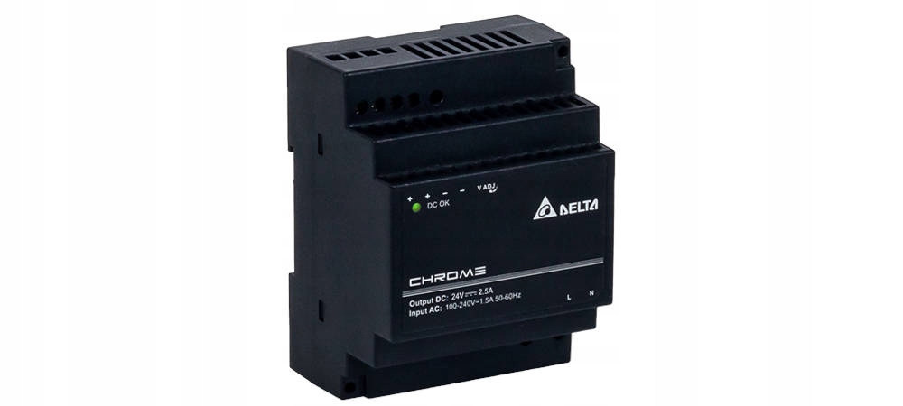DRC-24V60W1AZ, Napájecí zdroj, Delta/din Rail/Chrome, Delta Din Rail 24V/2.5A,...