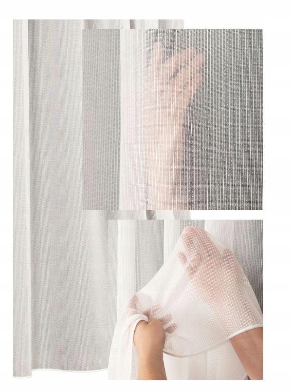 Záclona Krém Ecru š.160x150 Jemný Déšť Pásy Neobvyklá s páskou Wave pro vlny