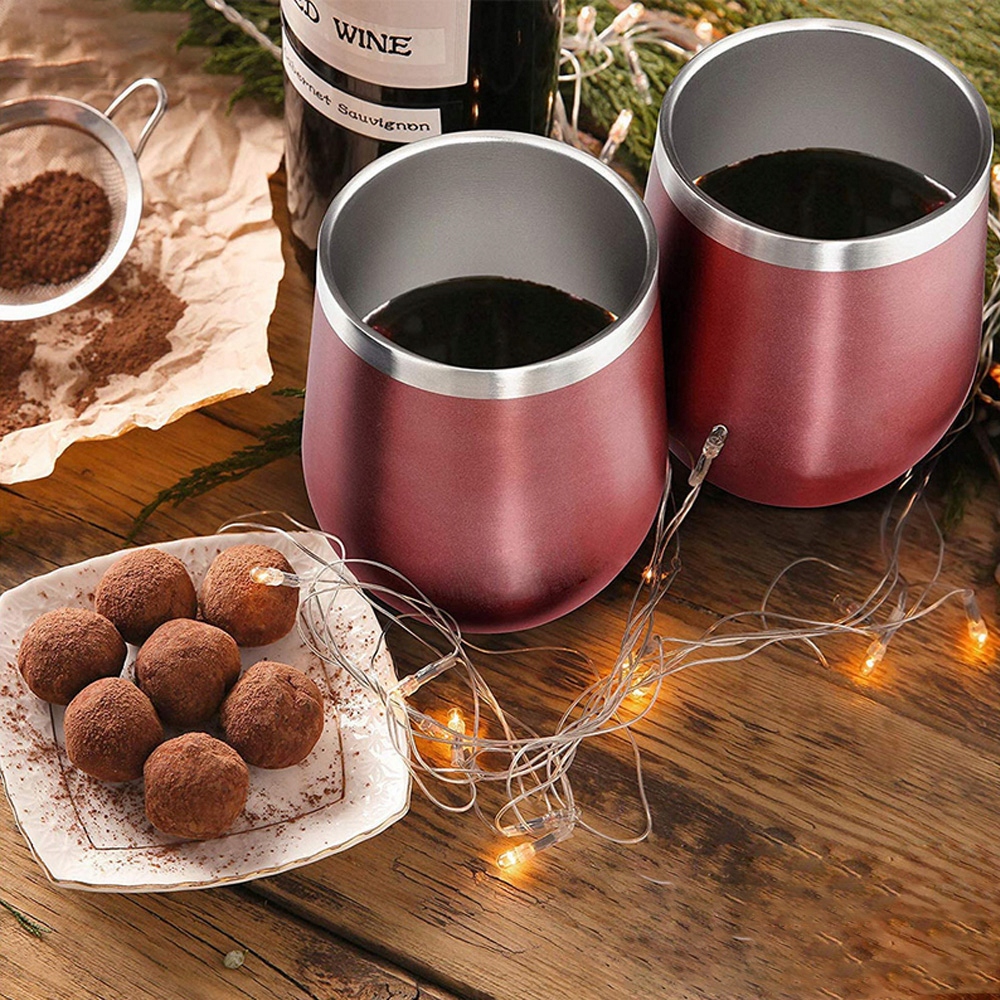 IZOLOWANY KUBEK NA WINO ZE STALI NIERDZEWNEJ, KUBEK NA KAWĘ Z POKRYWKĄ Wzór dominujący Bez wzoru