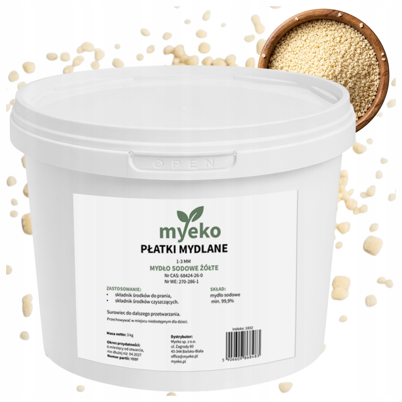 PŁATKI MYDLANE NATURALNE 1-3 mm DO PRANIA 3 kg