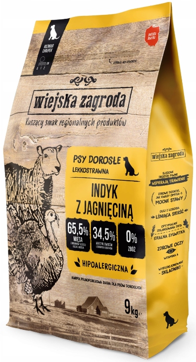 Wiejska Zagroda Indyk z Jagnięciną 9kg chrupek M