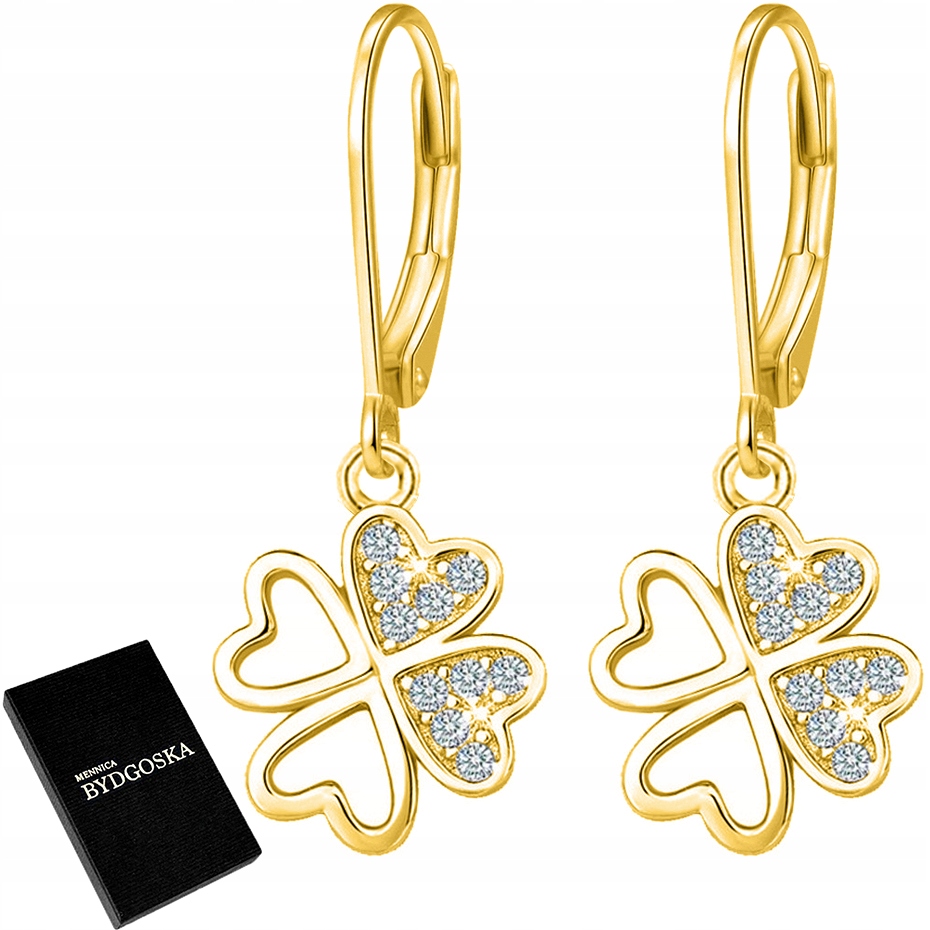 Stříbrné náušnice závěsné anglické jetele dámské stříbro pozlacené