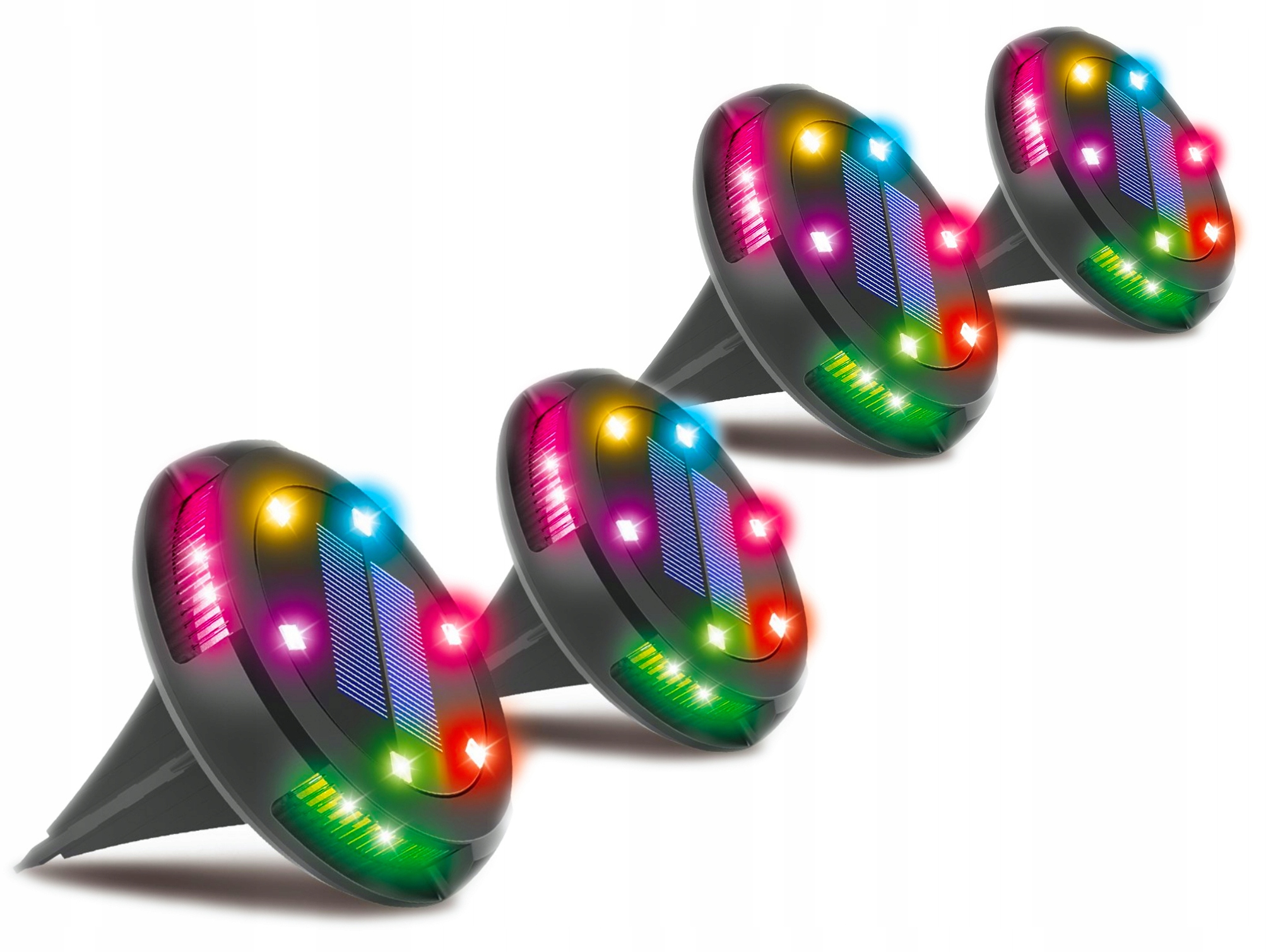 

Lampki Solarne Najazdowe Ogród Balkon Led Rgb 4szt