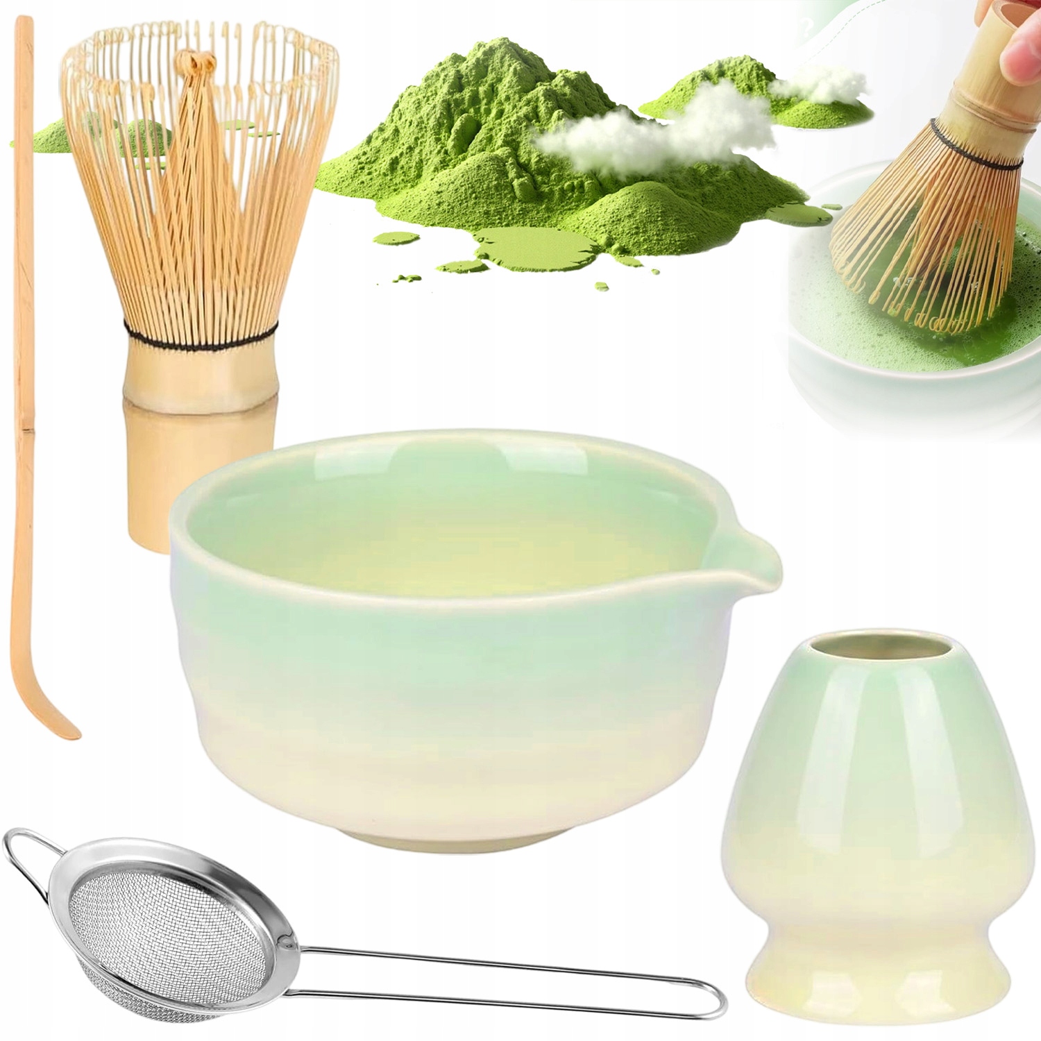 Levně Ceram. Sada Pro Matchu 5EL. S Bambusem. Příslušenstvím Vysoká Kvalita Jako Dárek