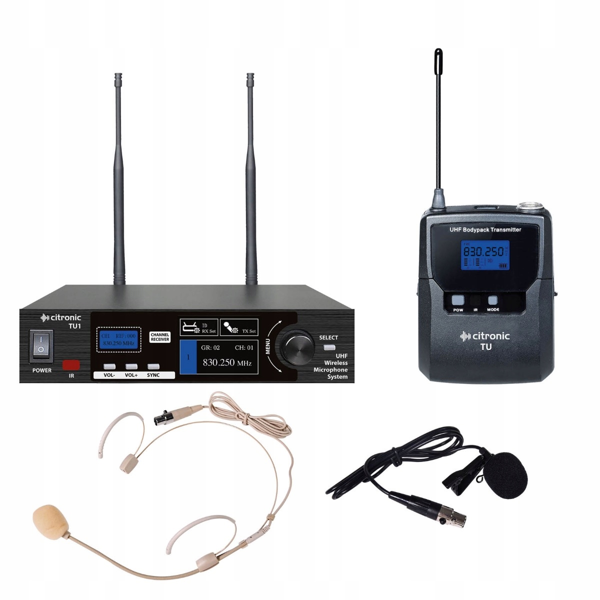 Citronic TU1-N bezdrôtový systém Uhf s možnosťou ladenia, 1 mikrofón