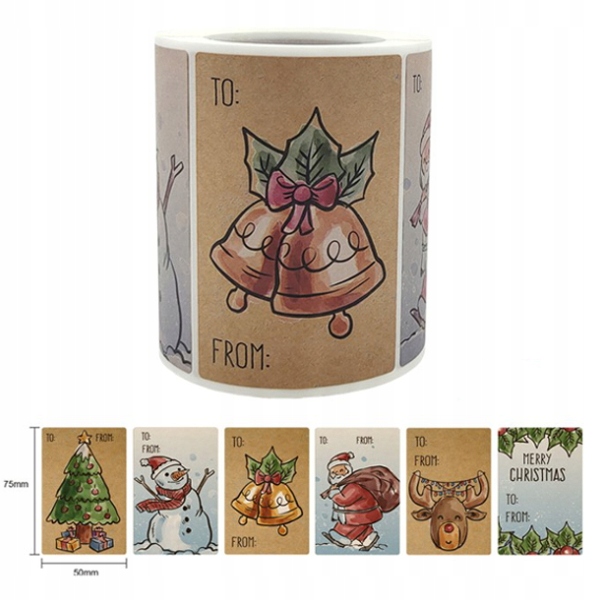 Naklejki Ozdobne Świąteczne 5x7,5 cm 5 szt.