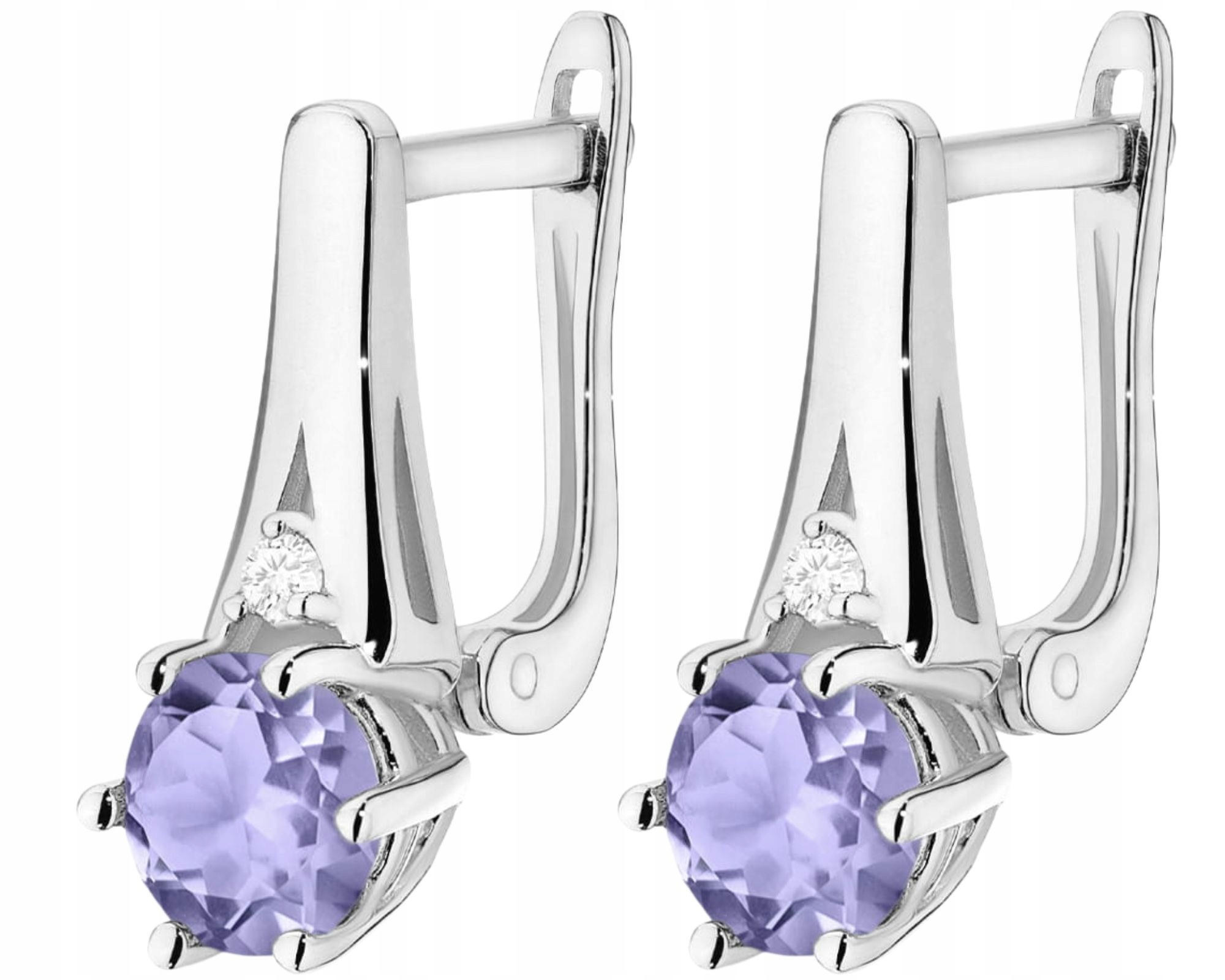 Bílé Zlato Náušnice Tanzanit Brilianty Diamanty Anglické Zapínání Zlato