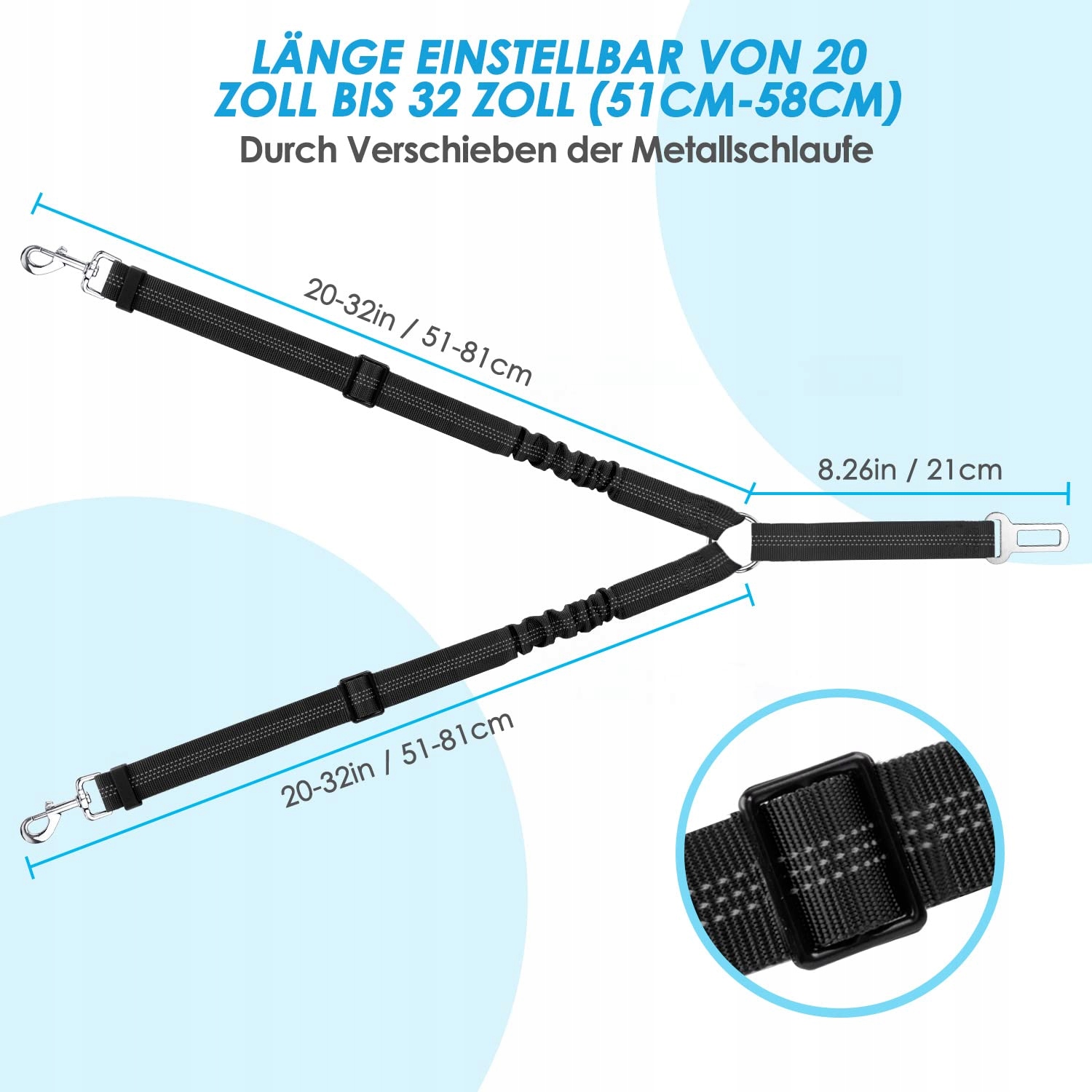 SLOWTON Pas Samochodowy Dla Psa Regulowany Odblaskowy Bezpieczny CZARNY — miniatura 7