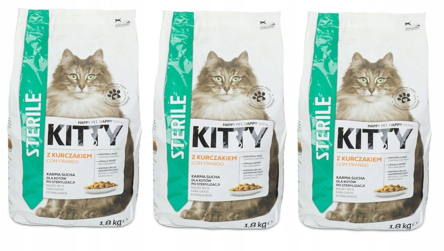 Levně Kitty Sterilní Krmivo Pro Kočky s kuřecím masem 3x1,8 kg