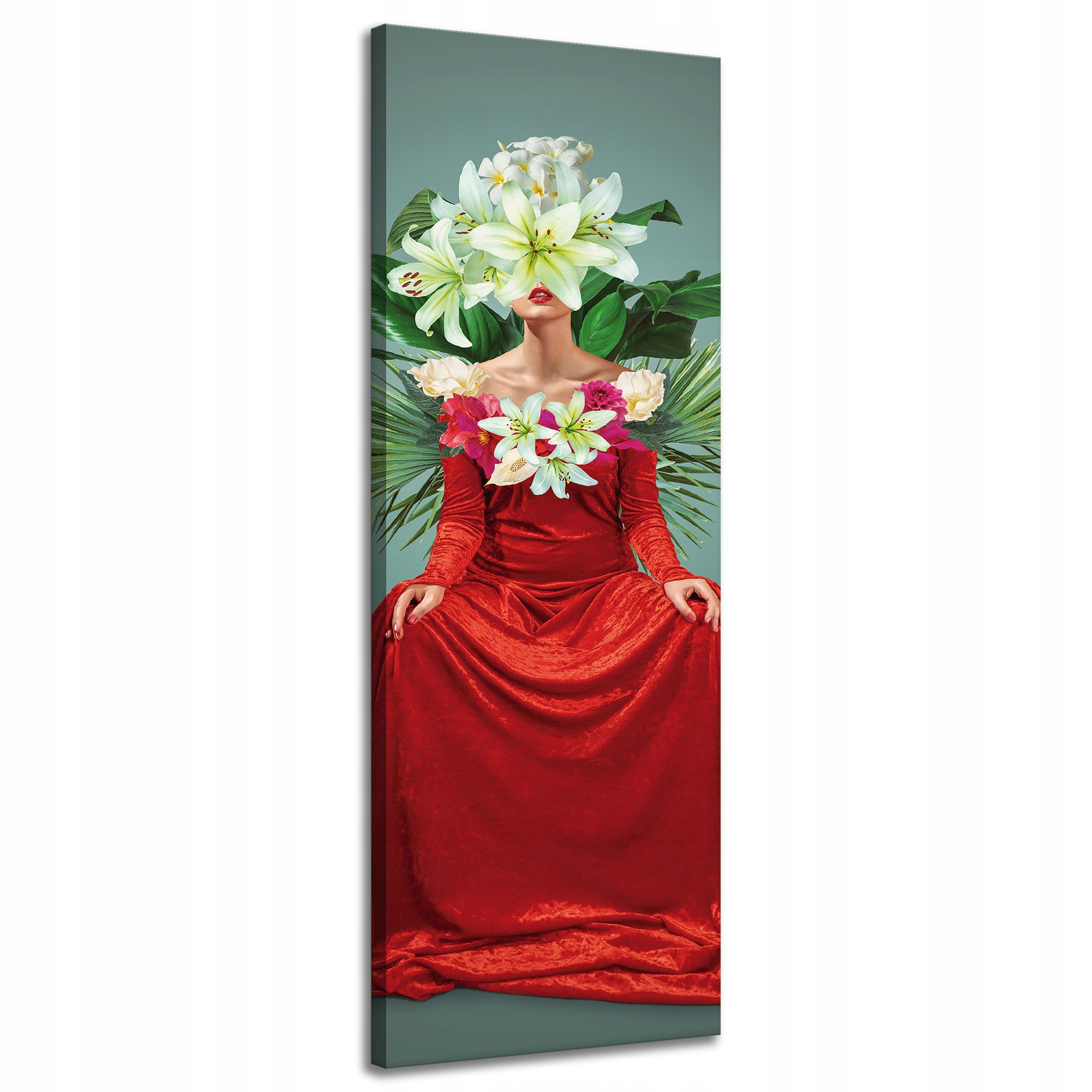 Obraz na plátně Červená sukně Žena Květiny 40x120 cm