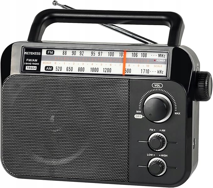 Radio Retekess TR604 Fm Am Przenośne dla Seniorów Duże Pokrętła