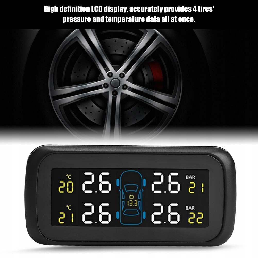 Automobilinė TPMS sistema su 4 vidiniais jutikliais ir USB įkrovimu, Q1