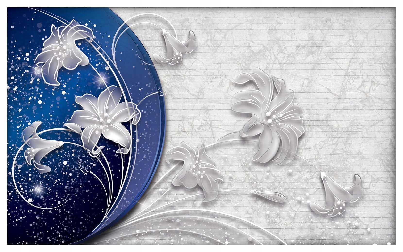 Fototapeta Abstrakt kvetov bielo-modrá 416x254 Elegancia Pokoj lepidlo