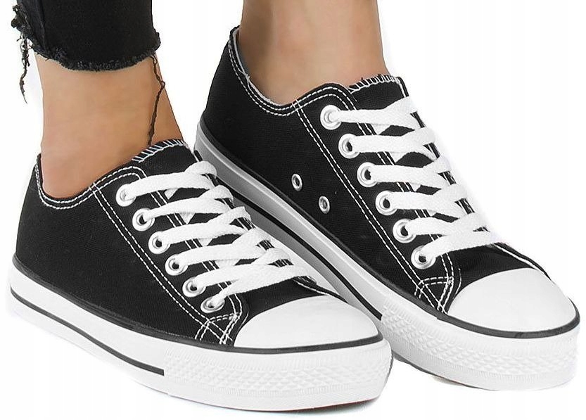 

1620 Czarne Niskie Trampki Tenisówki Black 41