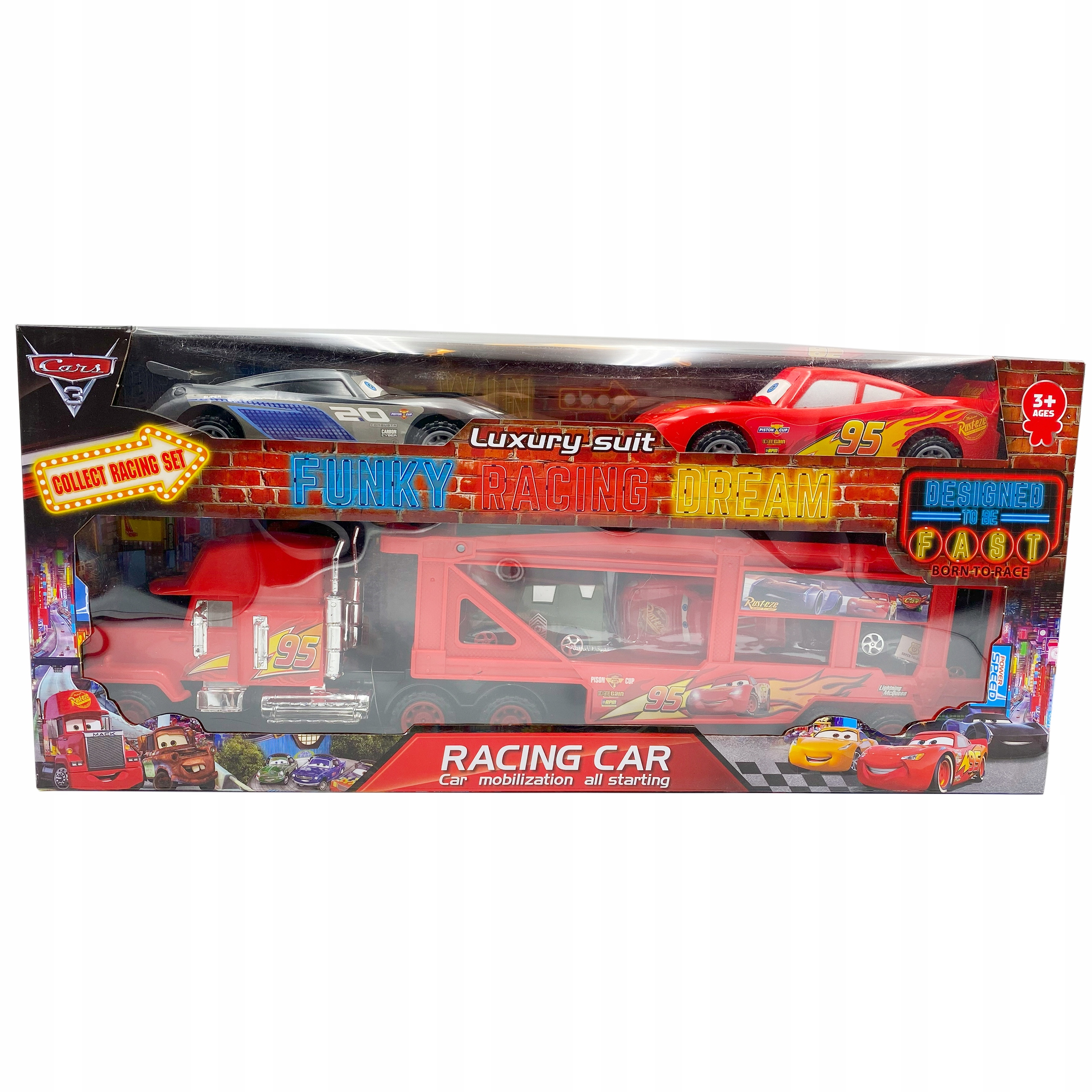 Auta 3 Cars 3 Zestaw Samochodziki Maniek Zygzak Barry DePedal czerwony