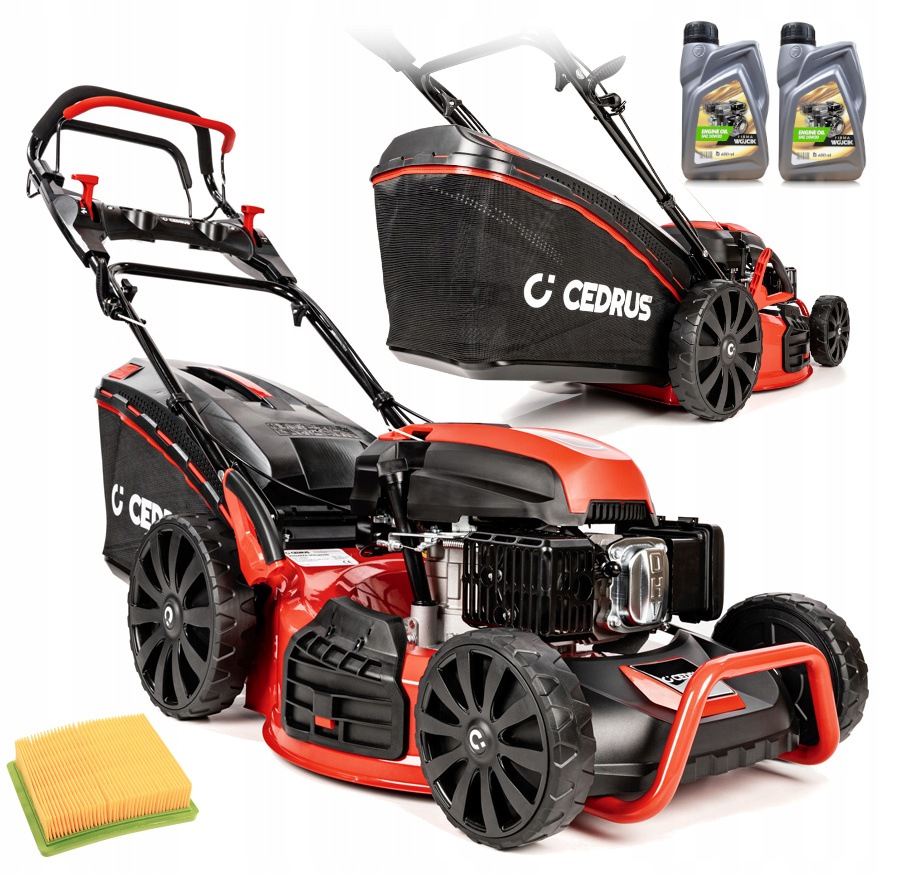 Kosiarka spalinowa 56cm z napędem z koszem 65L Cedrus KS56S 3w1 do 4000m2