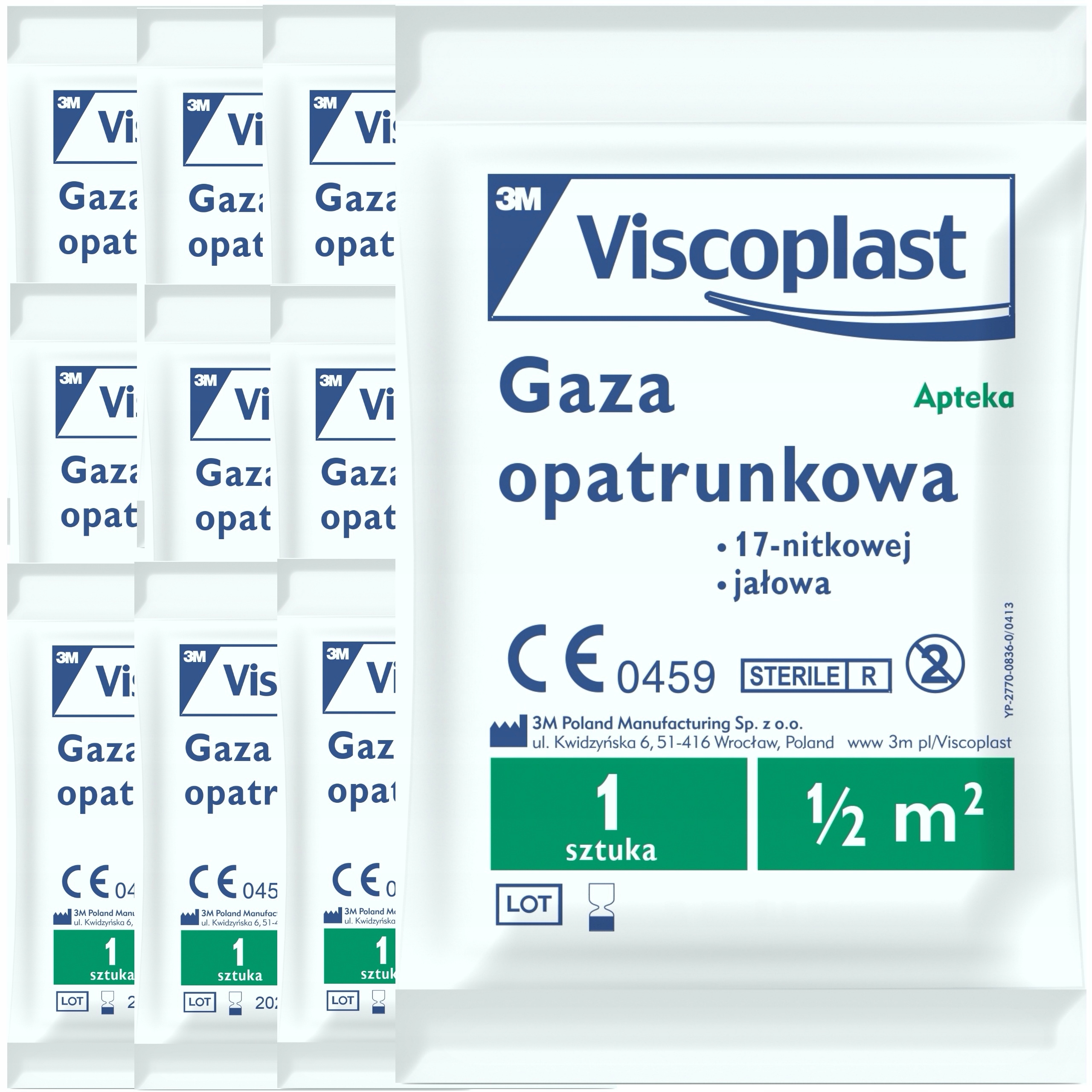 

10 Szt Viscoplast Jałowa Gaza Opatrunkowa 0.5 m