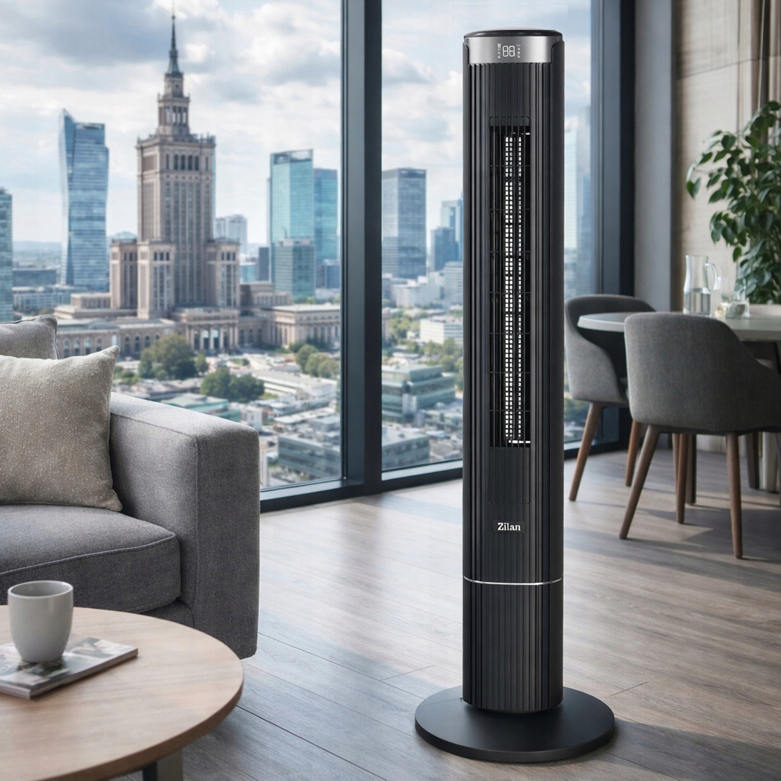 WENTYLATOR KOLUMNOWY 12 PRĘDKOŚCI SMART 110 CM 40W LED PILOT XXL Załączone wyposażenie pilot