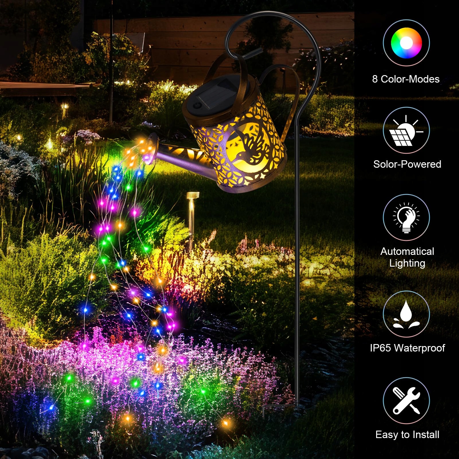 SOLAR Lampa Ogrodowa Konewka LED 8 Trybów Wodoodporna Vintage Dekoracja — miniatura 3