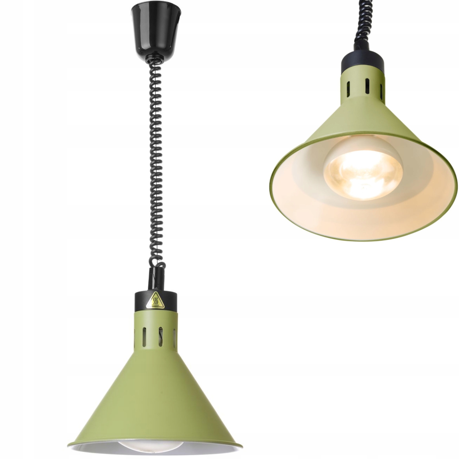 Lampa Na Ohřívání Pokrmů Závěsná Kuželová Průměr 275 MM 250 W Zelená
