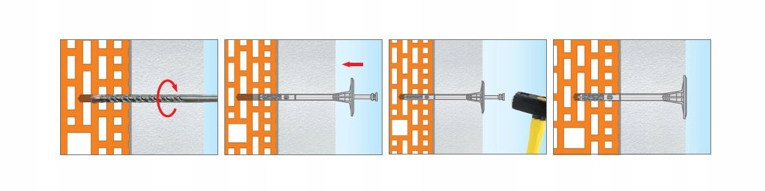 KOŁKI, dyble do styropianu 22cm + ZAŚLEPKI + FREZ Długość 220 mm
