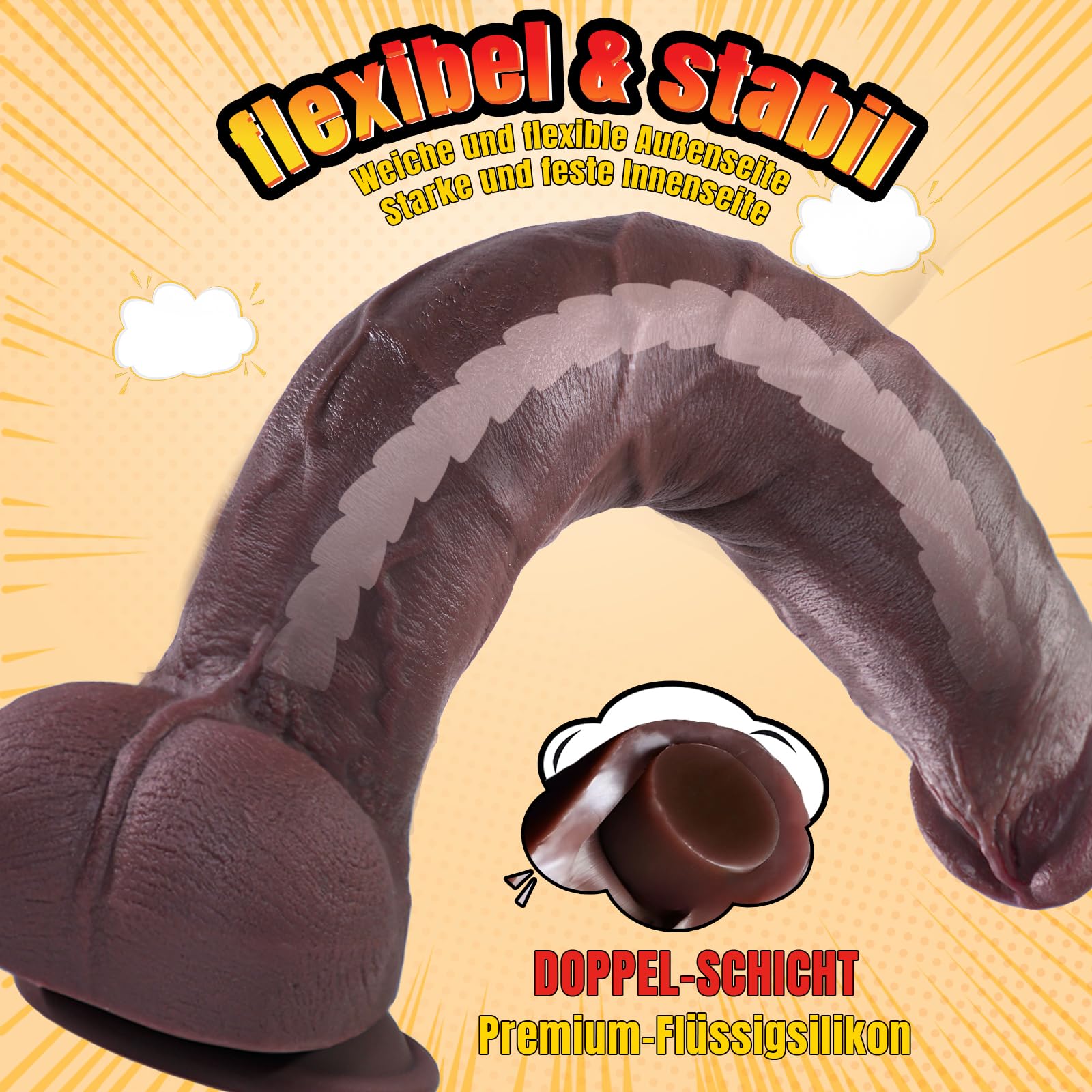 PRONFANS Realistyczny Dildo XXL 31x6cm Z Przyssawką Dla Kobiet i Mężczyzn — miniatura 3