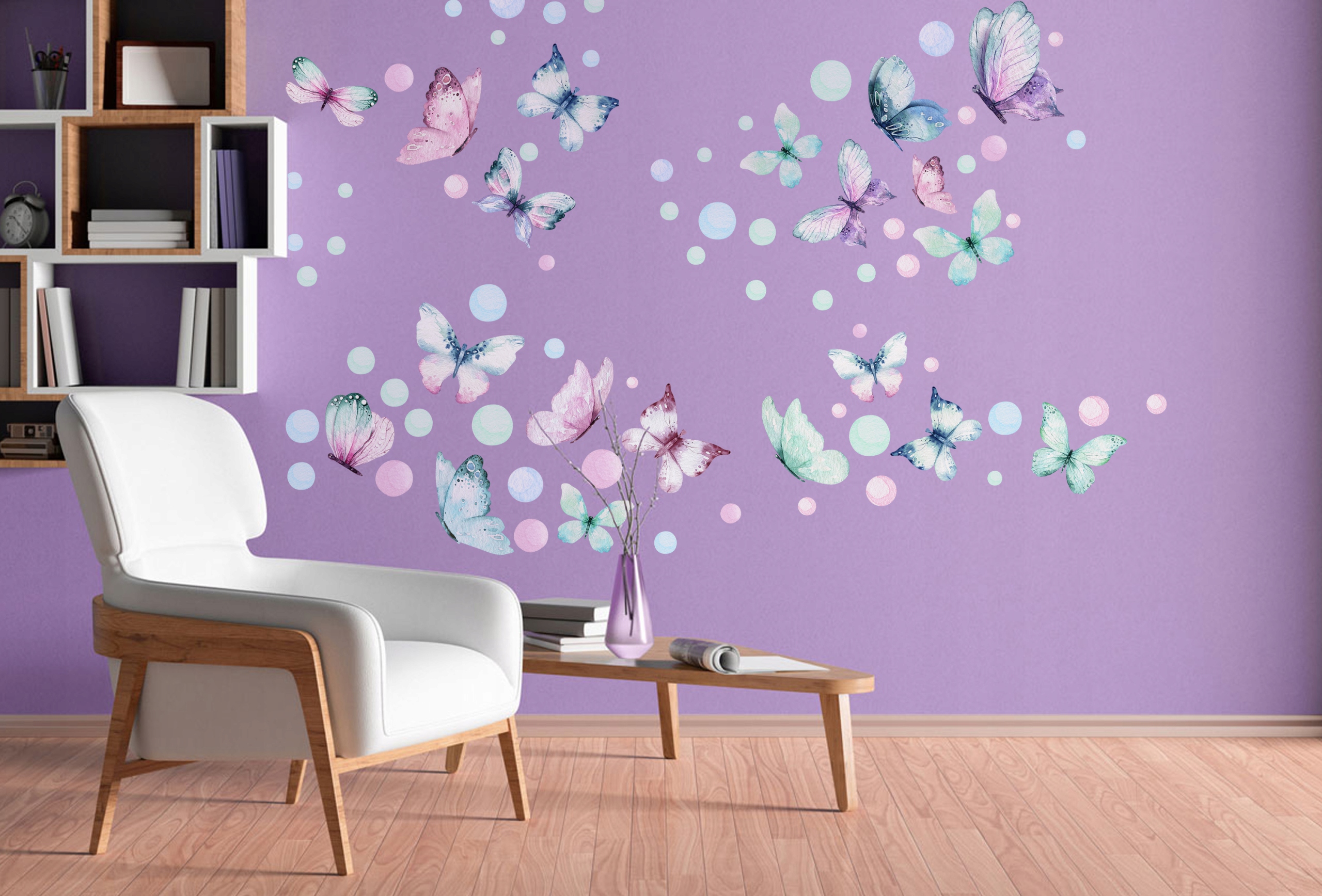 NAKLEJKI NA ŚCIANĘ KOLOROWE MOTYLKI MOTYLE PASTELOWE DECOTIA Marka inna
