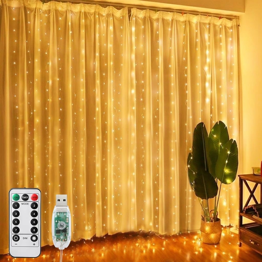 Vánoční světelný závěs 3 m x 3 m, 300 Led, 8 režimů