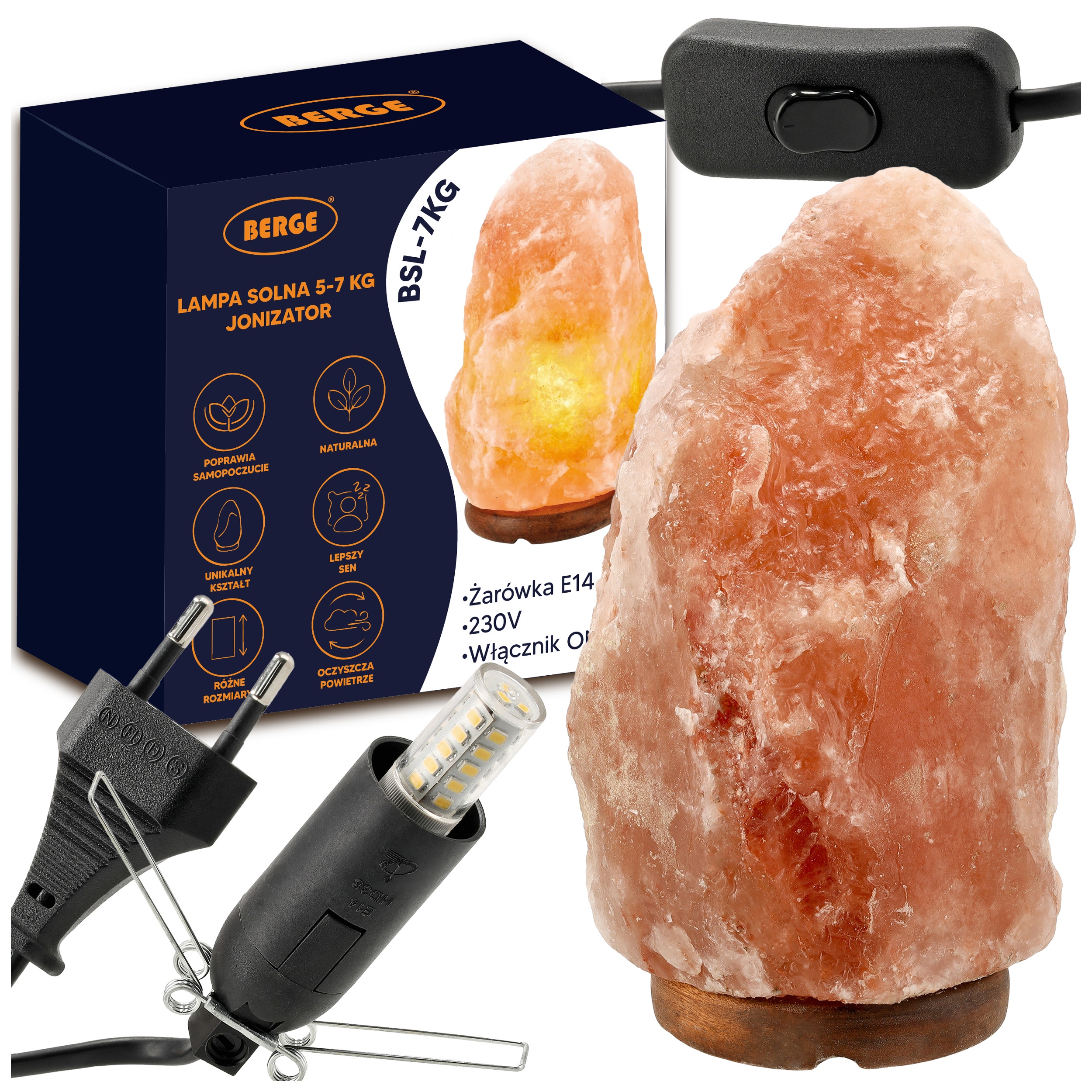 Solná lampa 5-7 kg Ionizátor Himalájská sůl Noční do kanceláře Hotová sada