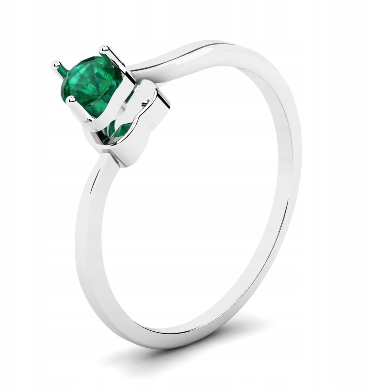 

Pierścionek Białe Złoto Serce Z Zieloną Cyrkonią