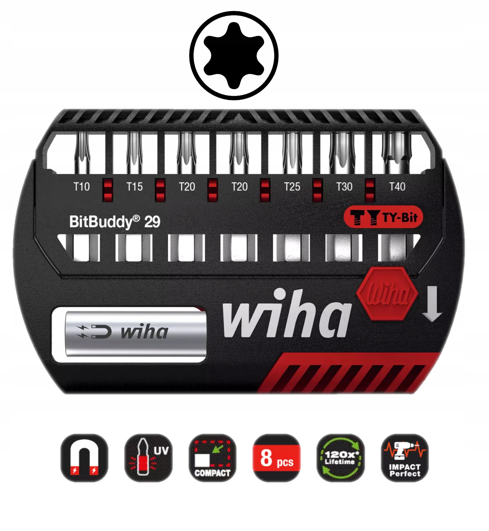 Wiha Sada Úderových Bitů Ty 1/4'' Torx 29 mm 8-dílná T10-T40 42136