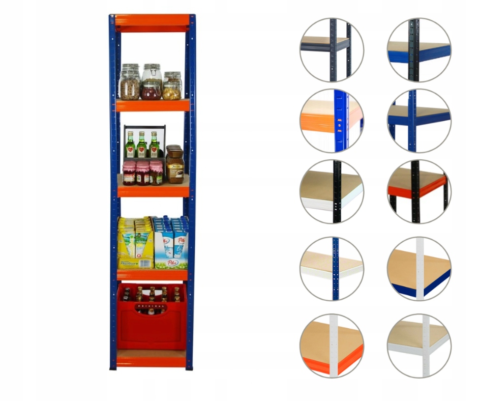 Kovový skladový regál garážový Helios Hno 180x040x40 5 políc