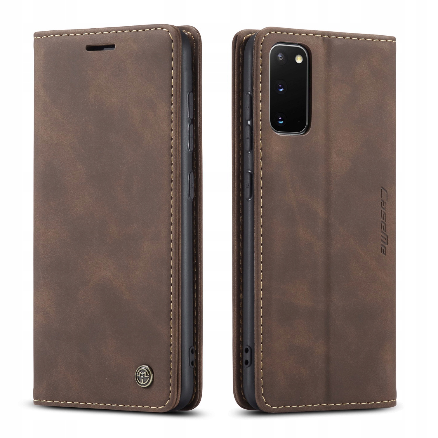 Etui z klapką Caseme do Samsung Galaxy S20 brązowy