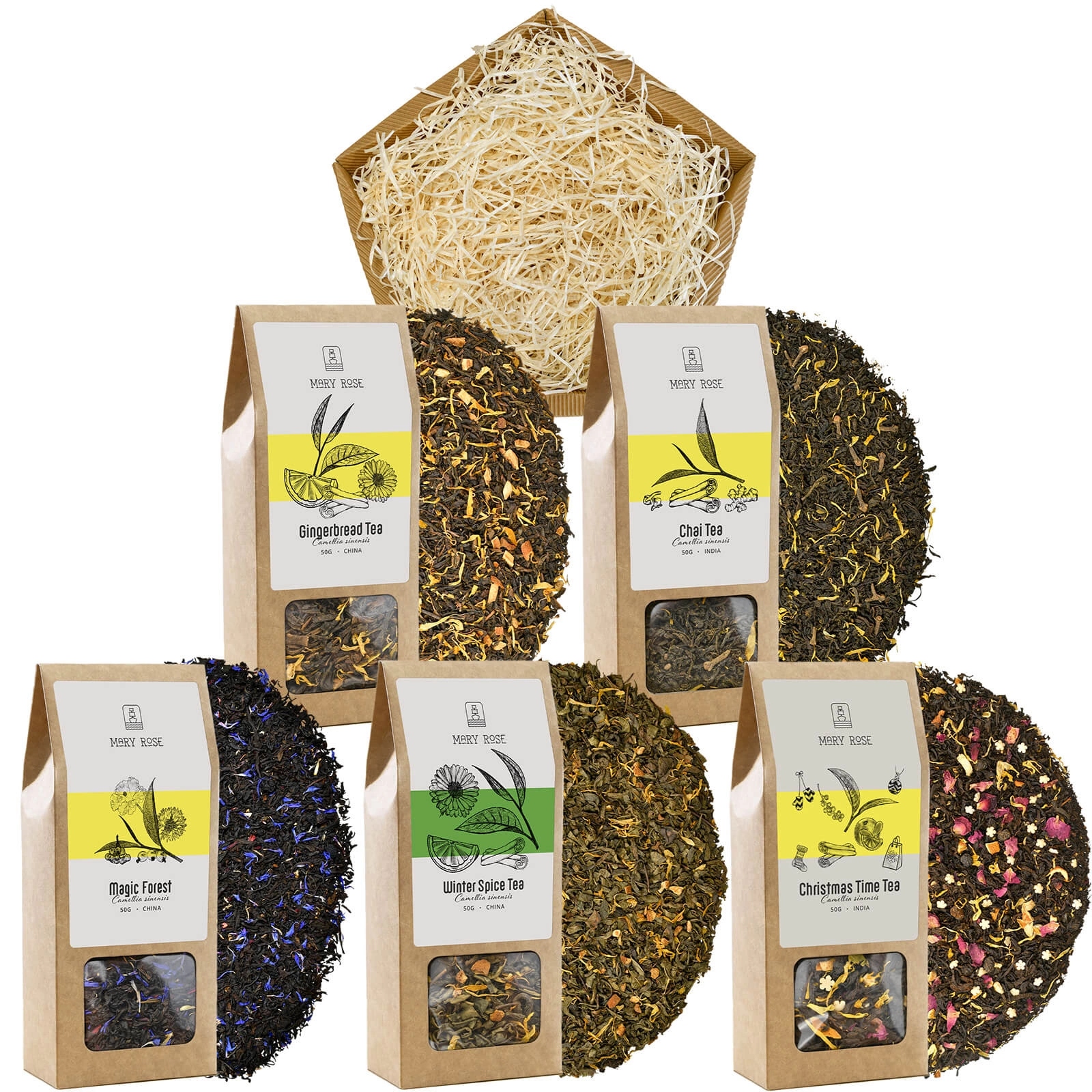 Levně Dárková Sada čajů Mary Rose Různé příchutě 5x50 g