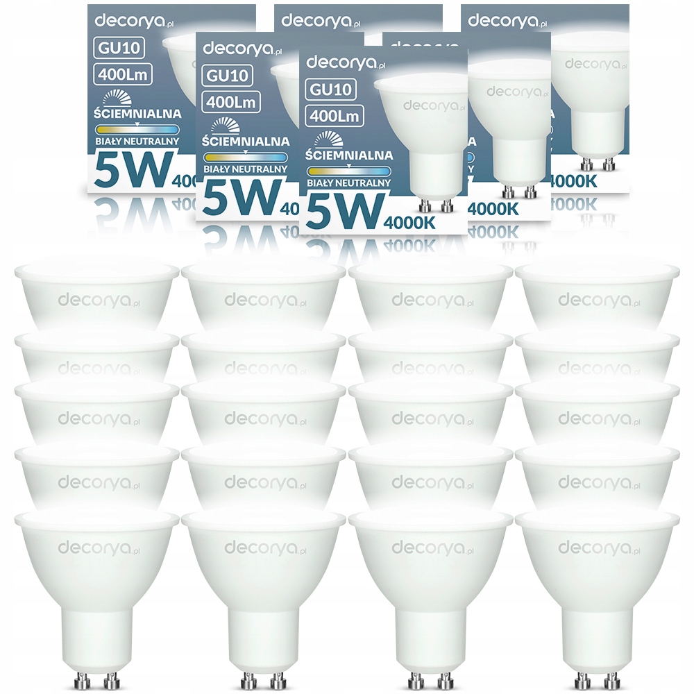 

20X Żarówka Led GU10 5W Dzienne Ściemnialne 4000K
