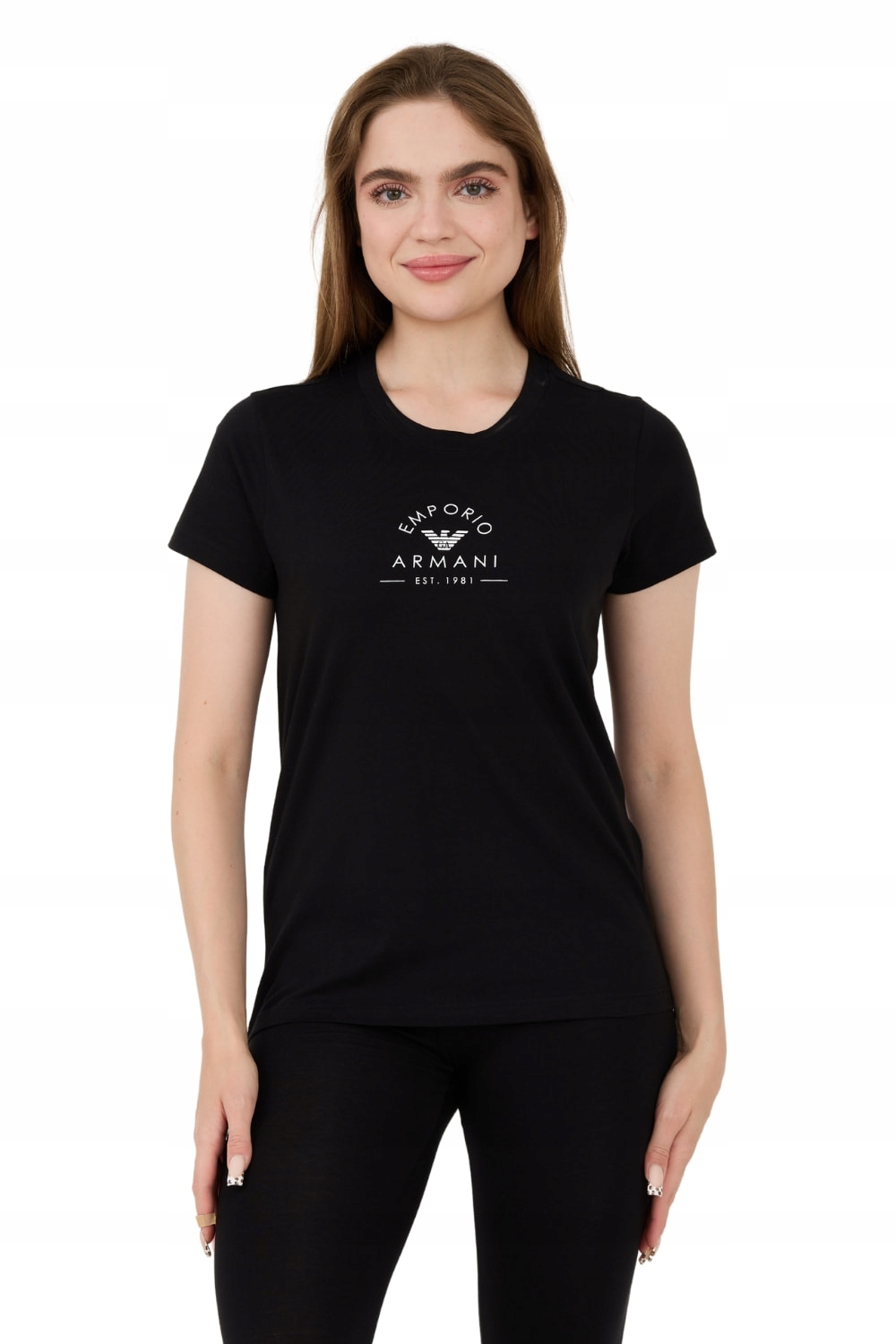 Emporio Armani Černé tričko Uni Logo Printe S