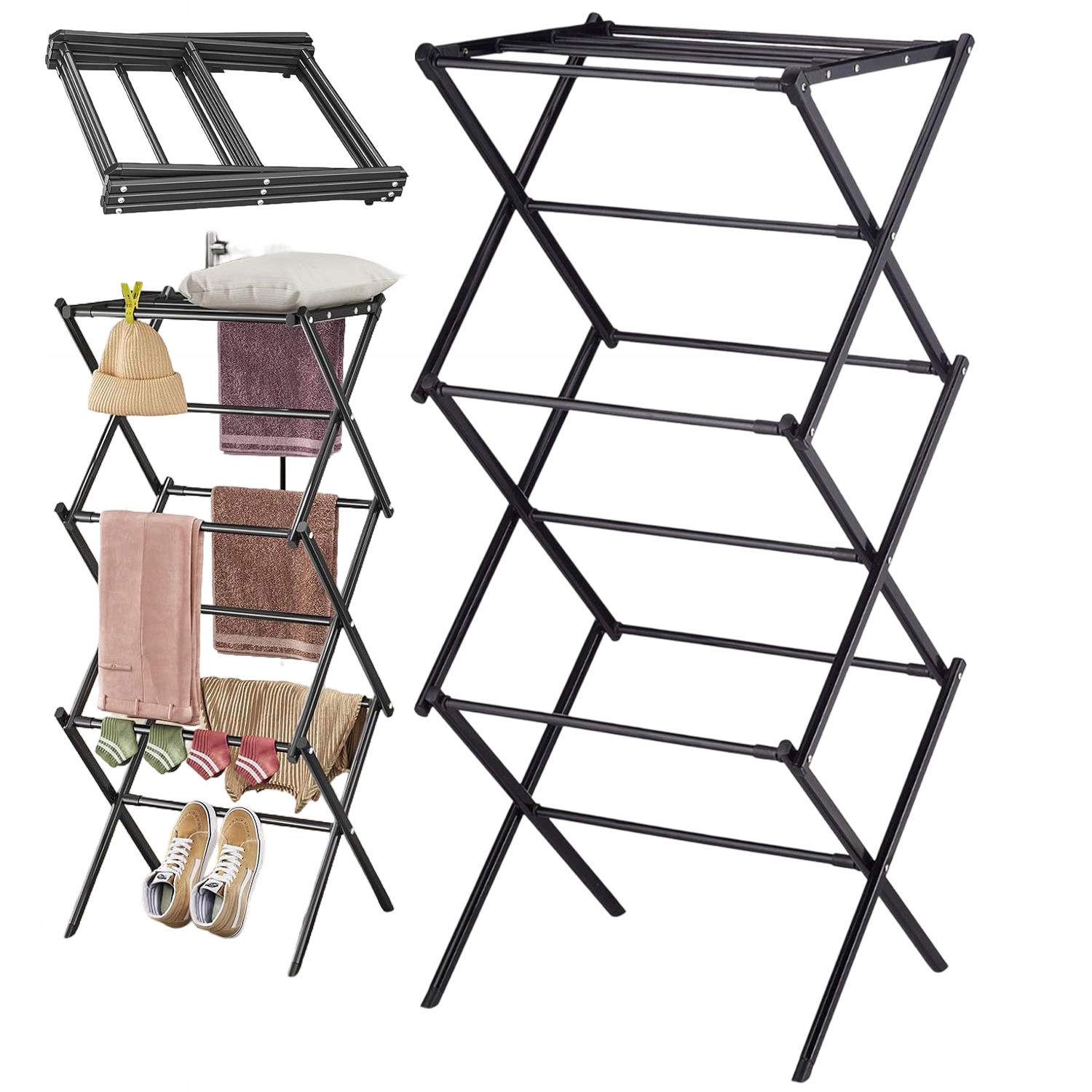 Levně 6-PATROVÝ Stojící Sušák Na Prádlo Vertikální 40-71CM Skládací Pevný