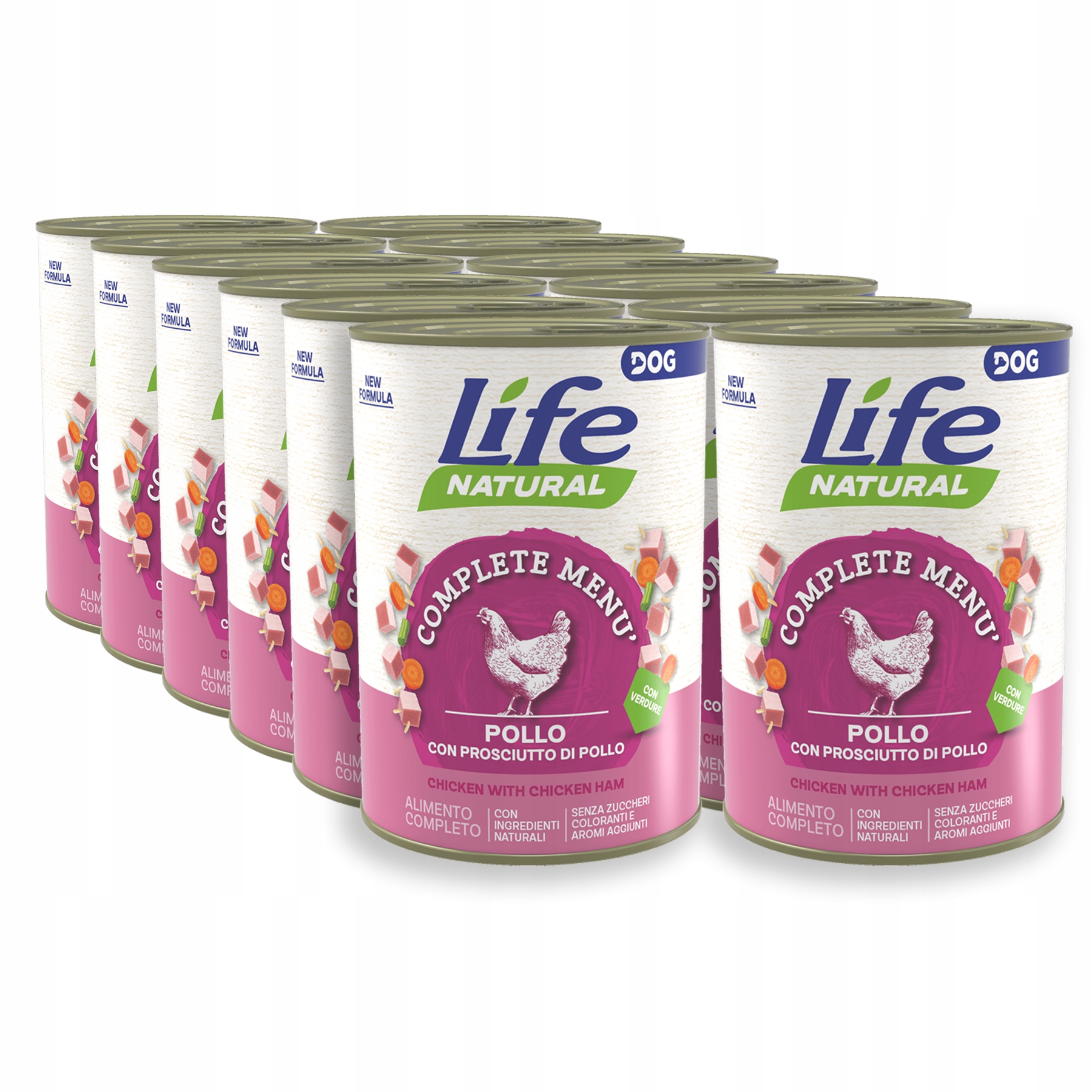 Levně Life Dog Krmivo pro psa konzerva 400 g Set 12x400 g Kuře šunka