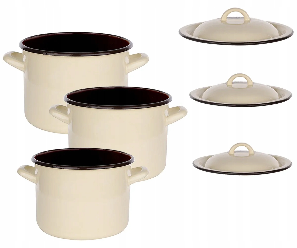 Komplet garnków emaliowanych zestaw garnki indukcja i pokrywki Silesia 6 el