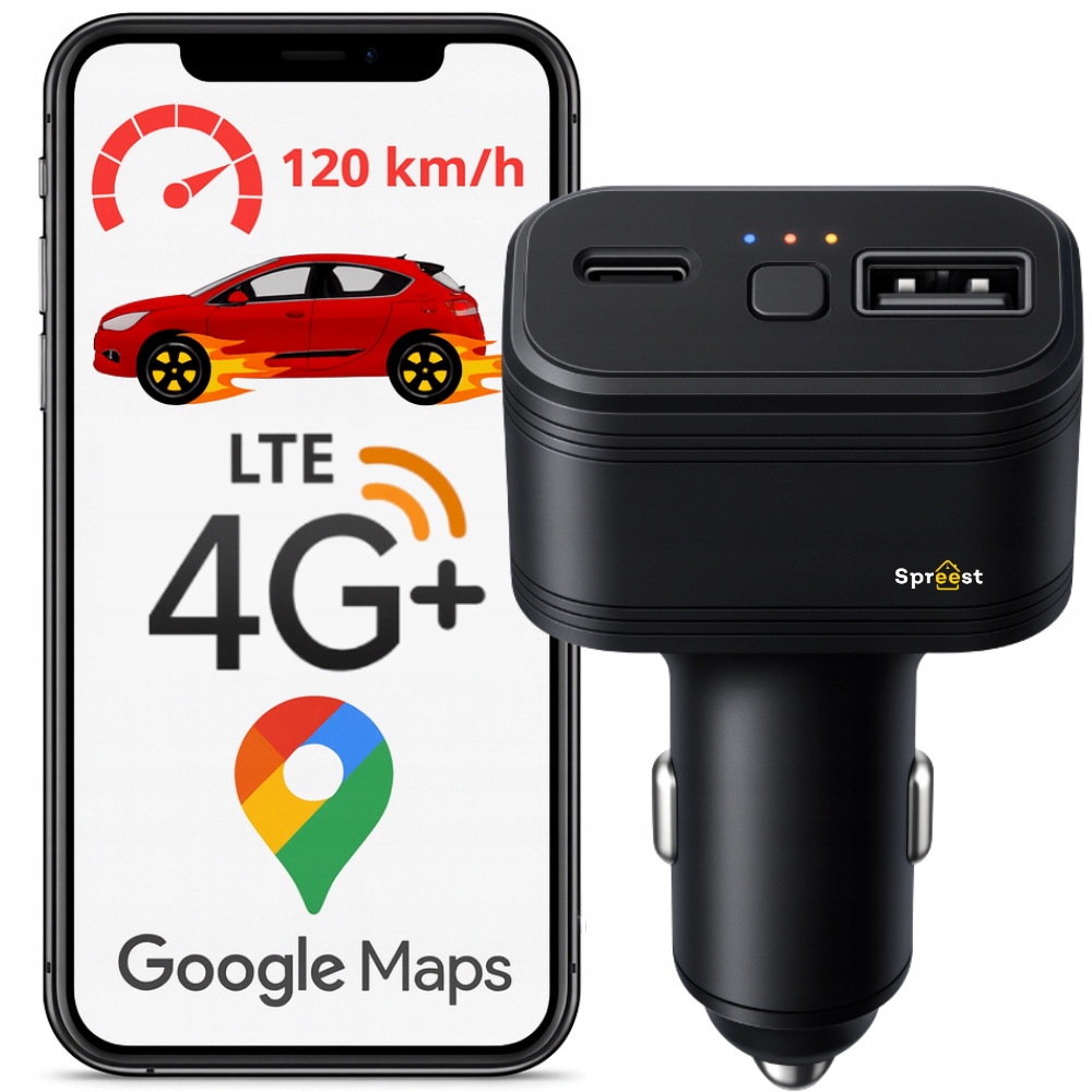 Lokátor Gps Gsm 4G Do Zapaľovača Vozidla Automobilu Bez Predplatného