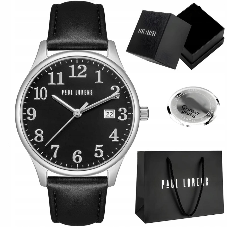 Pánské hodinky Paul Lorens Lucas kožené – ciferník s čísly a datumovkou