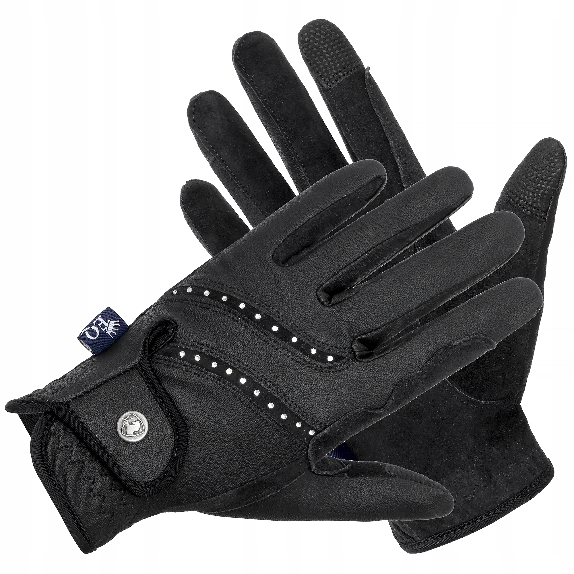 Rękawiczki jeździeckie Equestrian Queen Abaco 26SS skórzane czarne XL