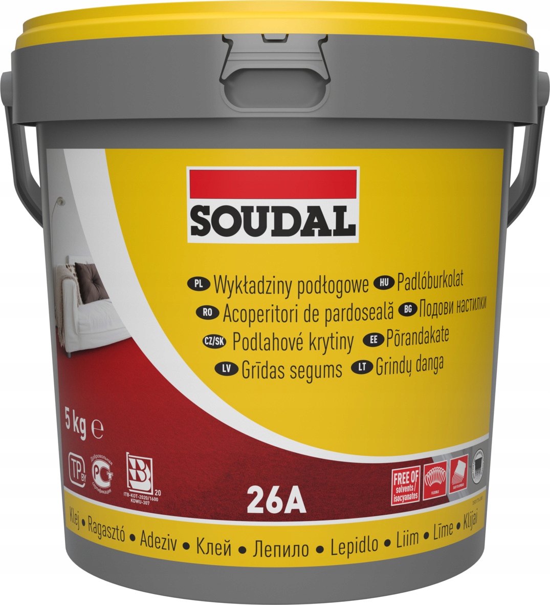 5 kg Klej Soudal Do Wykładzin Podłogowych Dywanowych Pcv 26A