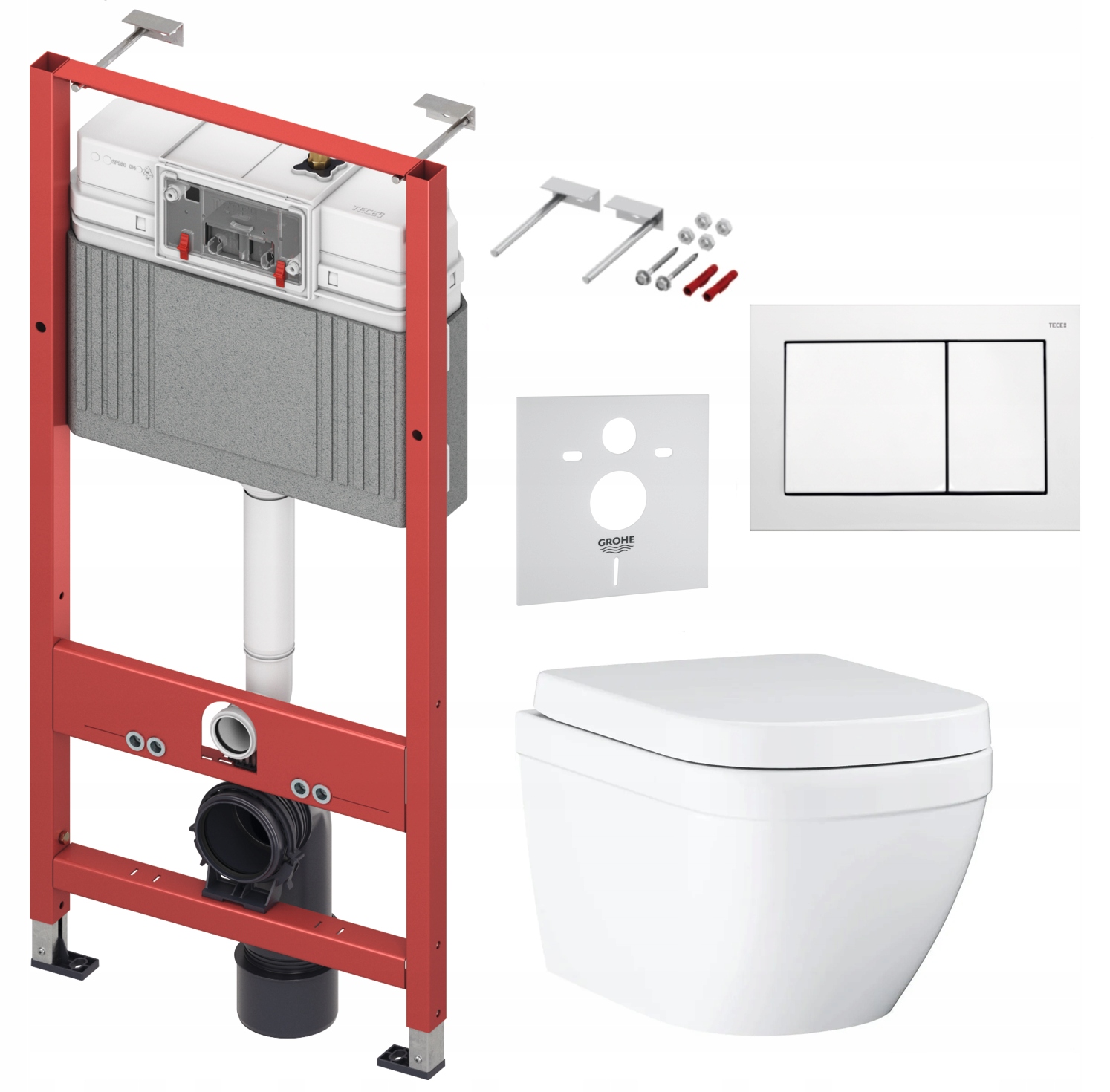 7w1 Zestaw Wc, Stelaz Tece Miska Wc Grohe Euro Ceramic Przycisk Chrom