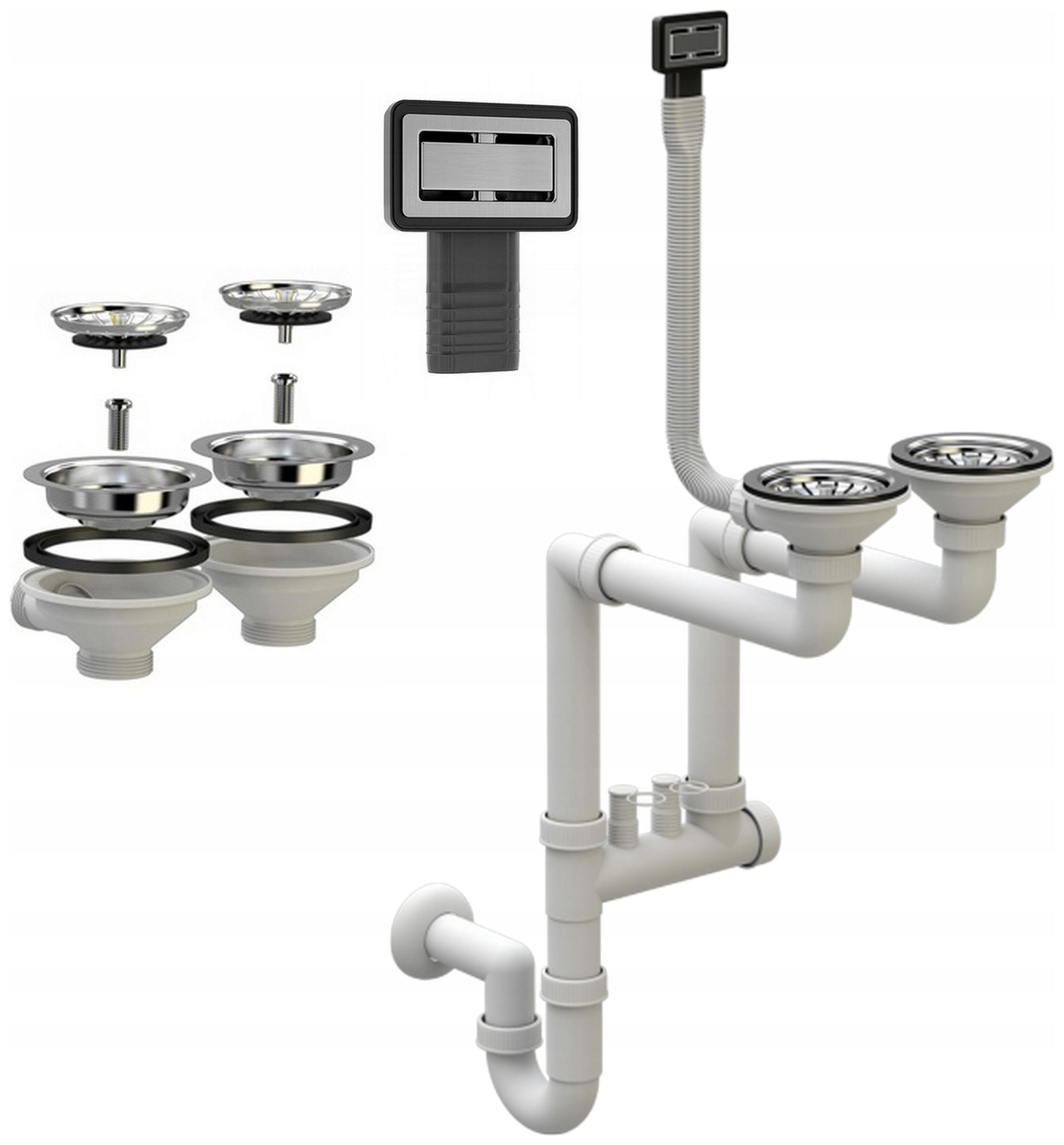 Obdĺžnikový Dvojkomorový Sifón S Manuálnym Ovládaním, Chromový