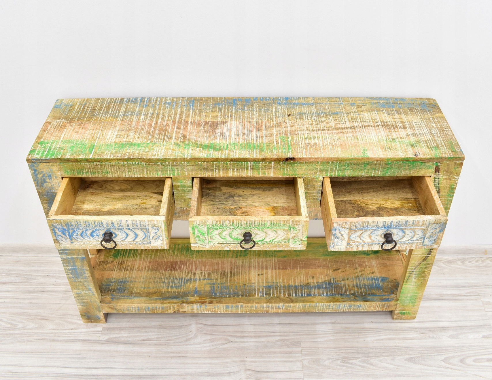 Konsola kolonialna indyjska lite drewno mango przecierana shabby chic Wysokość mebla 75 cm