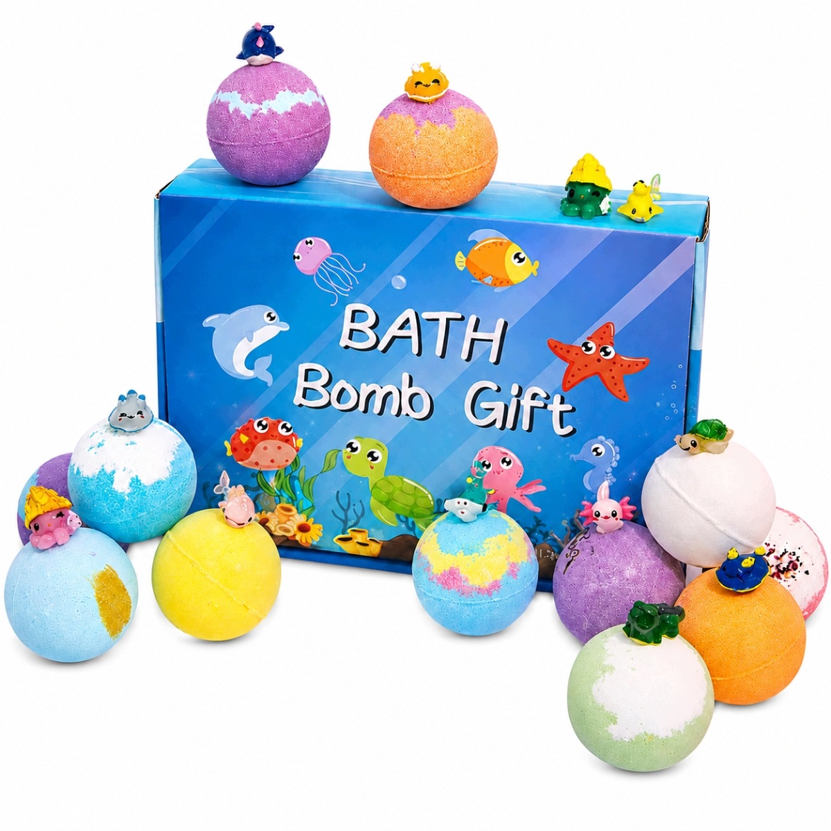 Bath Balls with Surprise Toy Sada 12 velkých koulí do koupele, každá po 50 g