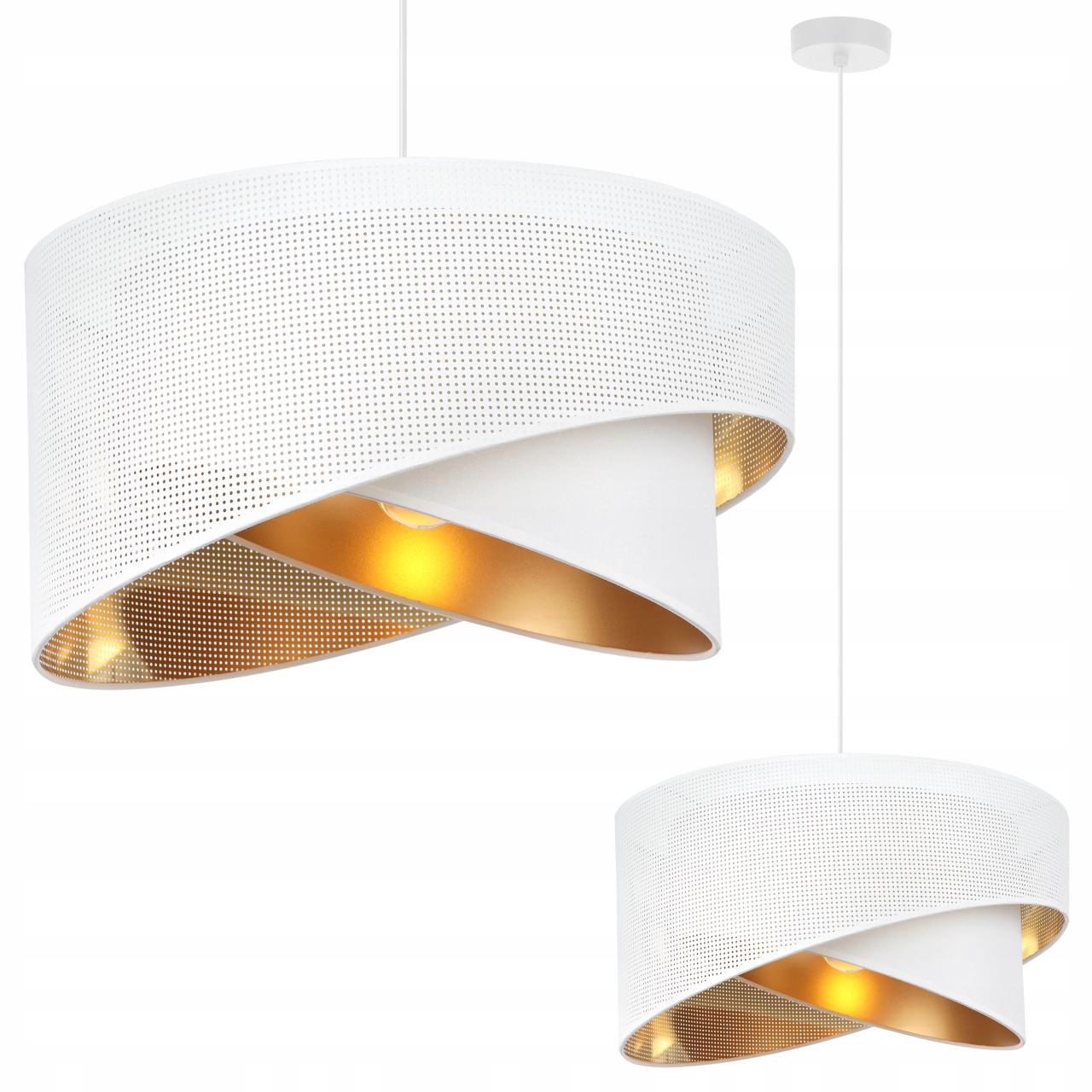 Závěsná Stropní Lampa Lustr Bílo-zlatá Do Obývacího Pokoje Ložnice S Úkosem